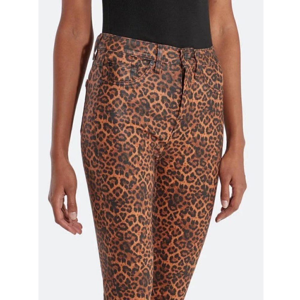 NWT 7 For All Mankind Leopard-Print High Rise Slim Fit Kick Flare Cropped Jeans - Picture 5 of 16